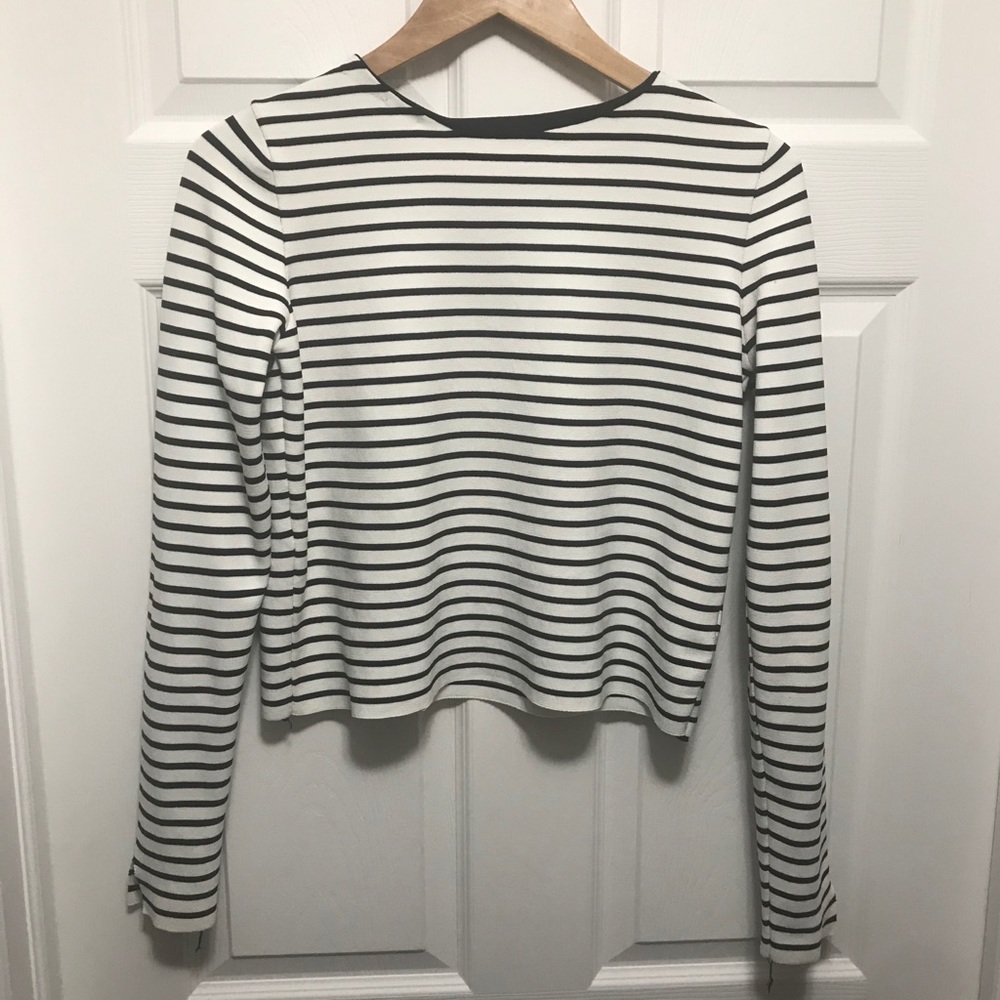 Zara White Striped Top. Size L